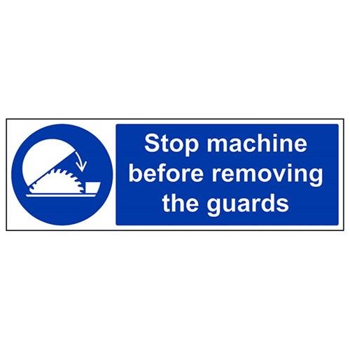 vsafety 42012bp-s Pflicht Maschinen Schild, selbstklebend, STOP Maschine, bevor Sie die wachen," Landschaft, 600 mm x 200 mm x 200 mm, blau von VSafety