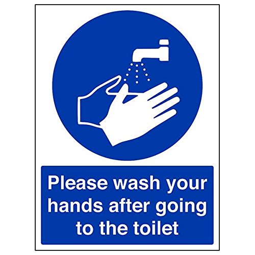 vsafety 43009bc-s "Bitte Hände waschen nach werde WC" Zeichen, 300 mm x 400 mm (3 Stück) von VSafety