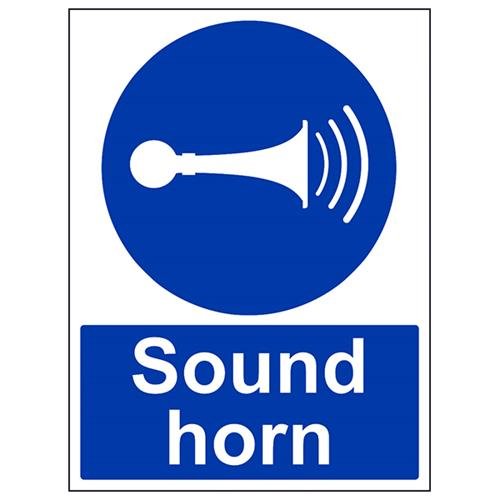 vsafety 43010bc-r Pflicht Allgemeine Zeichen, starrer Kunststoff, Sound Ihr Horn," Porträt, 300 mm x 400 mm, blau von VSafety