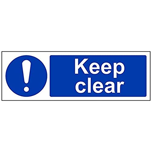 vsafety 43023 ax-s Pflicht Allgemeine Schild, selbstklebend, Keep Clear," Landschaft, 300 mm x 100 mm, blau von VSafety