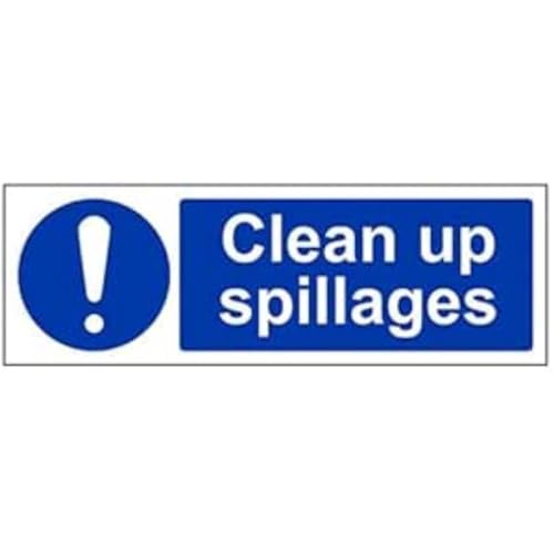 vsafety 43026 ax-s Pflicht Allgemeine Schild, selbstklebend, Clean Up Flecken," Landschaft, 300 mm x 100 mm, blau von VSafety