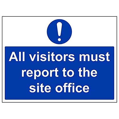 vsafety 43039bf-s "All Visitors Must Bericht Auf Baustellen" Office, 400 mm x 300 mm (3 Stück) von VSafety