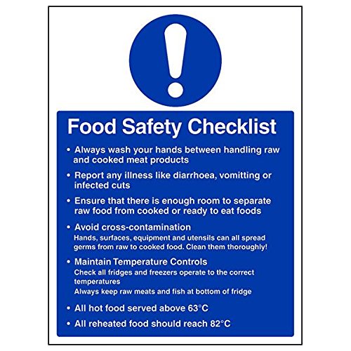 vsafety 44011bc-s "Lebensmittelsicherheit Checkliste" Sign, Portrait, 300 mm x 400 mm (3 Stück) von VSafety