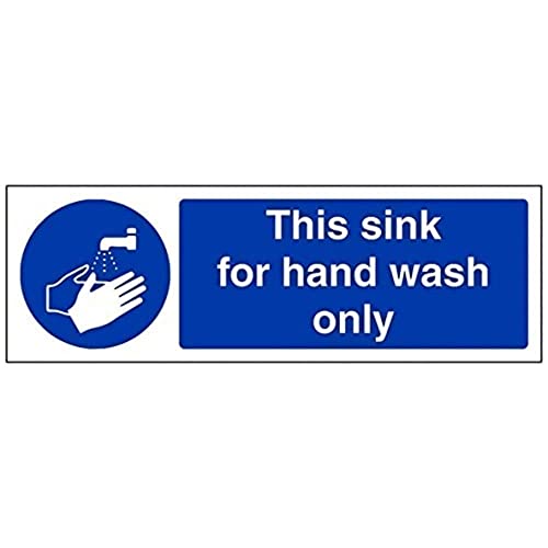 vsafety 44055 ax-r Pflicht Catering Zeichen, starrer Kunststoff, "This Sink For Hand Wash Only," Landschaft, 300 mm x 100 mm, blau von VSafety
