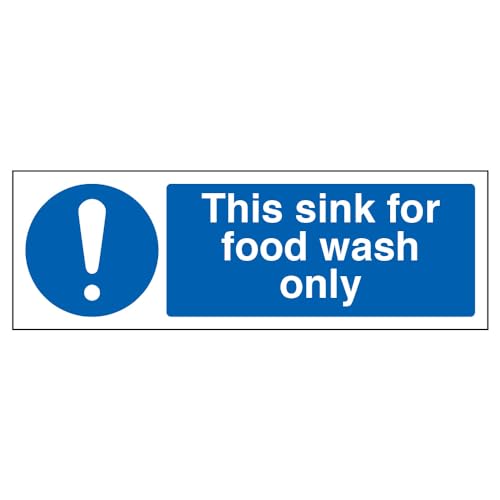 vsafety 44056 ax-s Pflicht Catering Schild, selbstklebend, This Sink For Food Wash Only," Landschaft, 300 mm x 100 mm, blau von VSafety