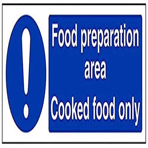 vsafety 44061 ax-r Pflicht Catering Zeichen, starrer Kunststoff, Lebensmittelzubereitung Bereich/gekochte Lebensmittel nur, Landschaft, 300 mm x 100 mm, blau von VSafety