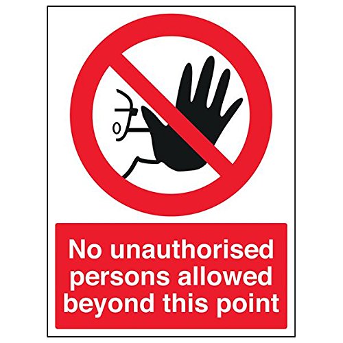 vsafety 52020bc-s "Keine unberechtigten Personen Beyond This Point Schild, 300 mm x 400 mm (Pack von 3) von VSafety