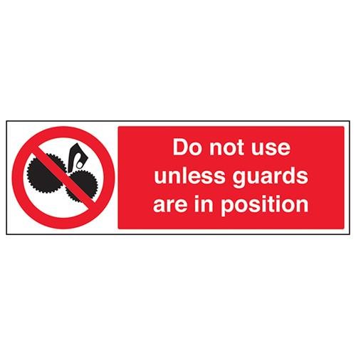 vsafety 55004bp-s "Verwendung nicht, wenn Wachen sind in Position" Verbot Maschinen Schild, selbstklebend, Landschaft, 600 mm x 200 mm x 200 mm, schwarz/rot von VSafety