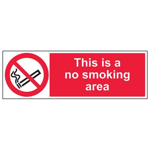 vsafety 57006bp-s "Dies ist ein" No Smoking Area Verbotszeichen, selbstklebend, Landschaft, 600 mm x 200 mm x 200 mm, schwarz/rot von VSafety