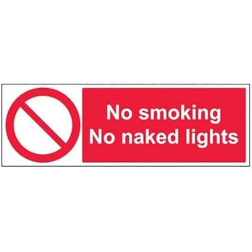vsafety 57012bp-s "No Smoking/NO NAKED LIGHTS" VERBOTSZEICHEN, selbstklebend, Landschaft, 600 mm x 200 mm x 200 mm, rot von VSafety