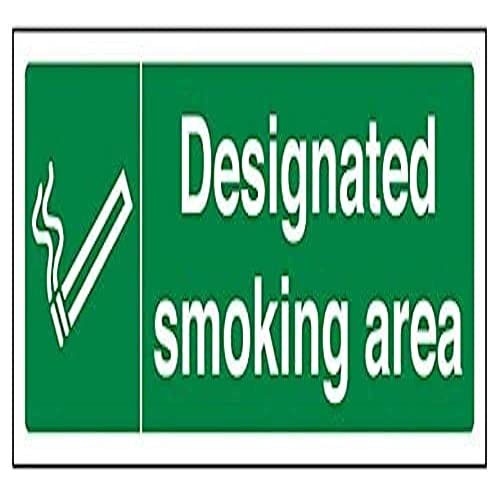 vsafety 57015 ax-s "DESIGNATED SMOKING AREA" Verbot Zeichen, selbstklebend, Landschaft, 300 mm x 100 mm, grün von VSafety