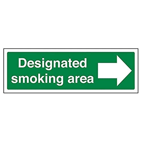 vsafety 57016 ax-s "/Pfeil rechts DESIGNATED SMOKING AREA" Verbot Zeichen, selbstklebend, Landschaft, 300 mm x 100 mm, grün von VSafety