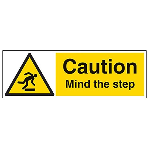 vsafety 63033bp-s "Caution Mind The Step"-Zeichen, Landschaft, 600 mm x 200 mm x 200 mm (3 Stück) von VSafety