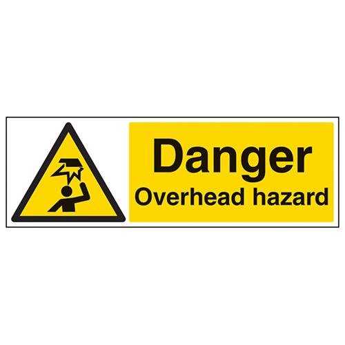 vsafety 63035bp-s "Danger Overhead Hazard" Achtung General-Zeichen, selbstklebend, Landschaft, 600 mm x 200 mm x 200 mm, schwarz/gelb von VSafety