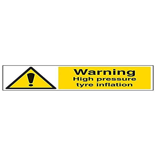 vsafety 63048bj-r "Achtung Hohe Druck Reifen Inflation" Zeichen, 450 mm x 150 mm (Pack von 3) von VSafety