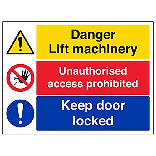 vsafety 65008bf-s "Lift Maschinen/unerlaubtem Zugriff/KEEP..." Sign, 400 mm x 300 mm (3 Stück) von VSafety