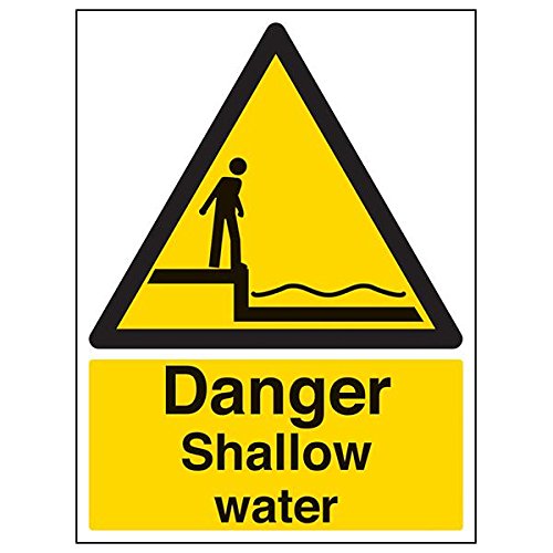 vsafety 66003bc-s "Gefahr Shallow Water" Sign, Portrait, 300 mm x 400 mm (3 Stück) von VSafety