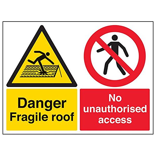 vsafety 67057bf-s "Danger Fragile Dach/keine unerlaubtem Zugriff" Sign, 400 mm x 300 mm (3 Stück) von VSafety