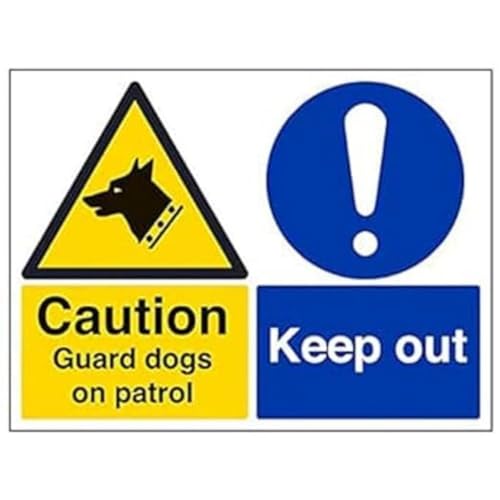 vsafety 67067bf-s "Caution/Guard dogs On Patrol Keep Out" Sign, 400 mm x 300 mm (3 Stück) von VSafety