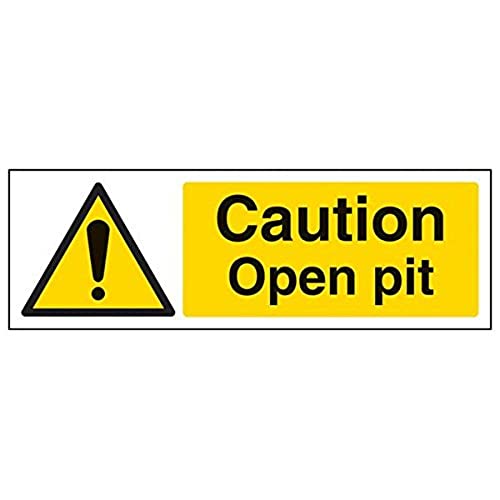 vsafety 67110 ax-s "Caution Open Pit" Sign, Landschaft, 300 mm x 100 mm (3 Stück) von VSafety