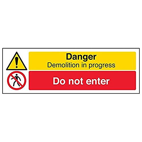 vsafety 67128 ax-s "Danger Demolition In Progress/DO NOT ENTER" Zeichen, 300 mm x 100 mm (3 Stück) von VSafety