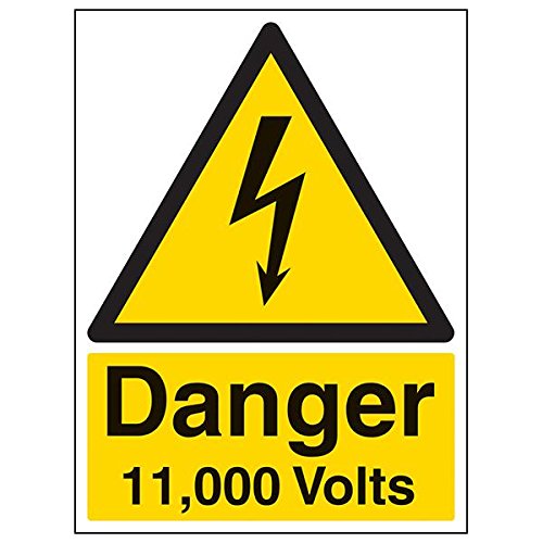 vsafety 68010bc-s "Gefahr 11.000 Volt" Sign, Portrait, 300 mm x 400 mm (3 Stück) von VSafety