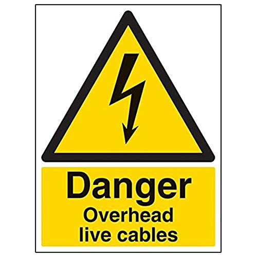 vsafety 68015bc-s "Danger Overhead Live Kabel" Sign, Portrait, 300 mm x 400 mm (3 Stück) von VSafety