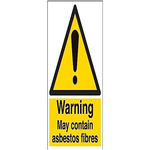 vsafety 6b005bc-s "Achtung enthalten kann Asbestfasern" Sign, selbstklebendes Vinyl, Porträt, 300 mm x 400 mm, schwarz/gelb von VSafety