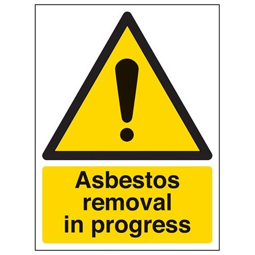vsafety 6b006an-s "Asbest Entnahme in Progress" Achtung-Zeichen, selbstklebendes Vinyl, Porträt, 150 mm x 200 mm x 200 mm, schwarz/gelb von VSafety