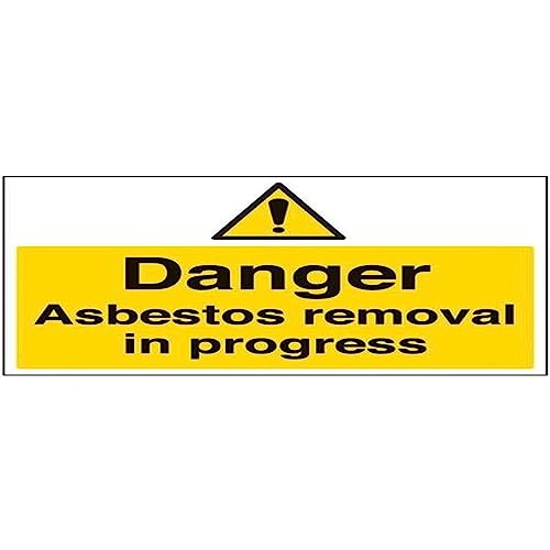 vsafety 6b012bf-s "Gefahr Asbest Entnahme in Progress" Achtung-Zeichen, selbstklebendes Vinyl, Landschaft, 400 mm x 300 mm, schwarz/gelb von VSafety