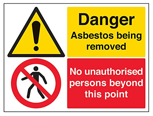 vsafety 6b014bf-s "Asbest entfernt zu werden/keine unberechtigten Personen" Achtung-Zeichen, selbstklebendes Vinyl, Landschaft, 400 mm x 300 mm, schwarz/rot/gelb von VSafety