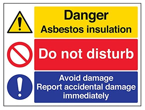 vsafety 6b016bf-s "Asbest Isolation////DO NOT DISTURB/vermeiden Beschädigungen" Achtung-Zeichen, selbstklebendes Vinyl, Landschaft, 400 mm x 300 mm, schwarz/blau/rot/gelb von VSafety