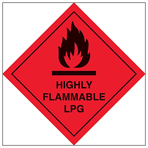 vsafety 6d005af-s "schwer entflammbar LPG" Zeichen, quadratisch, 100 mm x 100 mm (3 Stück) von VSafety