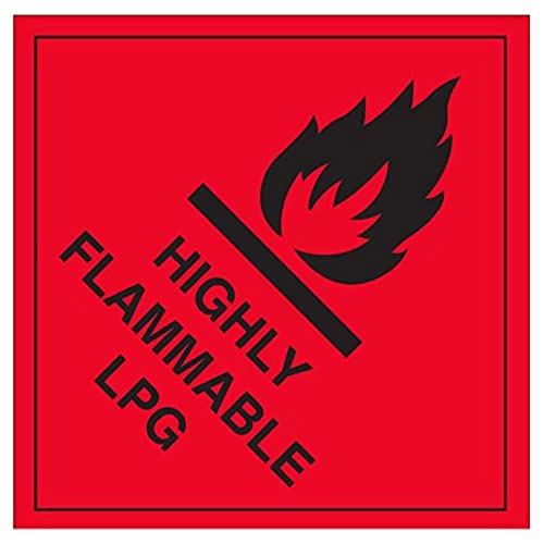 vsafety 6d005at-s "schwer entflammbar LPG" Achtung Hazard Diamanten Zeichen, selbstklebendes Vinyl, quadratisch, 200 mm x 200 mm x 200 mm, schwarz/rot von VSafety