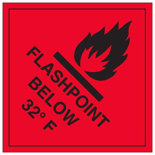vsafety 6d007at-s "Flashpoint unten 32 F" Warnung Hazard Diamanten Zeichen, selbstklebendes Vinyl, quadratisch, 200 mm x 200 mm x 200 mm, schwarz/rot von VSafety