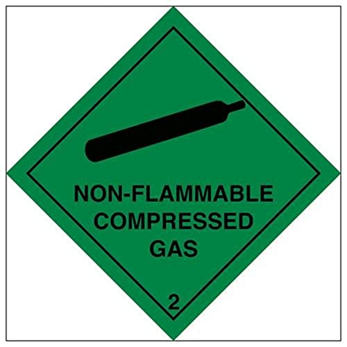 vsafety 6d008af-s "schwer entflammbar komprimierte Gas" Warning Hazard Diamanten Zeichen, selbstklebendes Vinyl, quadratisch, 100 mm x 100 mm, schwarz/grün von VSafety