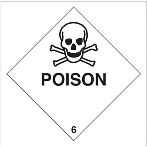 vsafety 6d012at-s "Poison" Achtung Hazard Diamanten Zeichen, selbstklebendes Vinyl, quadratisch, 200 mm x 200 mm x 200 mm, schwarz von VSafety