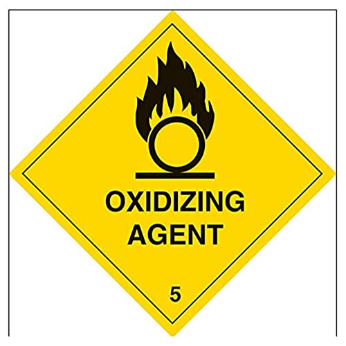 vsafety 6d023at-s "Oxidising Agent" Warning Hazard Diamanten Zeichen, selbstklebendes Vinyl, quadratisch, 200 mm x 200 mm x 200 mm, schwarz/gelb von VSafety