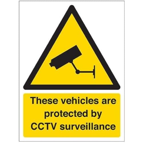 vsafety 6e006an-s "Diese Fahrzeuge sind durch CCTV Überwachung" Warnung Sicherheit Zeichen, selbstklebendes Vinyl, Hochformat, 150 mm x 200 mm x 200 mm, schwarz/gelb von VSafety