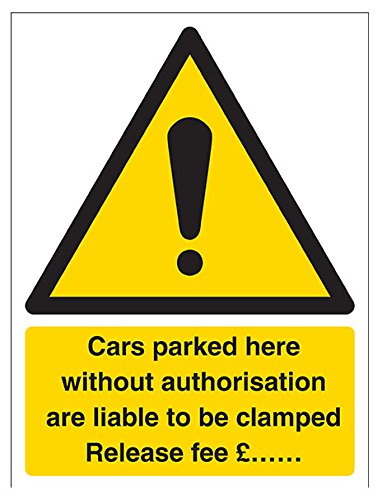 vsafety 6e018an-s "Cars abgestellt werden hier nach gespannt werden/RELEASE Gebühr" Warnung Sicherheit Zeichen, selbstklebendes Vinyl, Hochformat, 150 mm x 200 mm x 200 mm, schwarz/gelb von VSafety