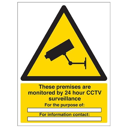 vsafety 6e035bc-s "These Premises are montitored von 24 Stunde CCTV" Warnung Sicherheit Zeichen, selbstklebendes Vinyl, Portrait, 300 mm x 400 mm, schwarz/gelb von VSafety