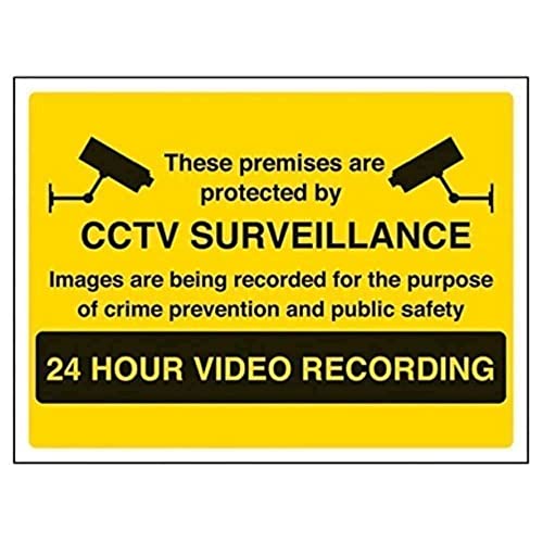 vsafety 6e039ar-s "CCTV Überwachung/24 Stunde Video Recording" Achtung Sicherheit Zeichen, selbstklebendes Vinyl, Landschaft, 200 mm x 150 mm, schwarz/gelb von VSafety
