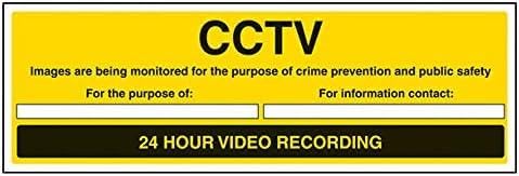 vsafety 6e044bj-s "24 Stunde Video Recording und Monitoring/Crime Vorbeugung" Achtung Sicherheit Zeichen, selbstklebendes Vinyl, Landschaft, 450 mm x 150 mm, schwarz/gelb von VSafety