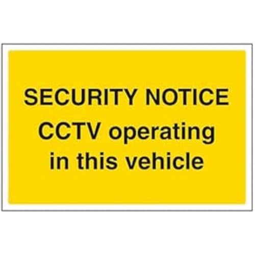 vsafety 6e048ba-s "CCTV in diesem Fahrzeug" Achtung Sicherheit Zeichen, selbstklebendes Vinyl, Landschaft, 300 mm x 200 mm x 200 mm, schwarz/gelb von VSafety