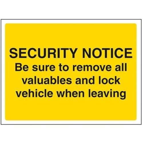 vsafety 6e049ar-s "entfernen alle Wertsachen und Lock Fahrzeug beim Verlassen" Warnung Sicherheit Zeichen, selbstklebendes Vinyl, Landschaft, 200 mm x 150 mm, schwarz/gelb von VSafety