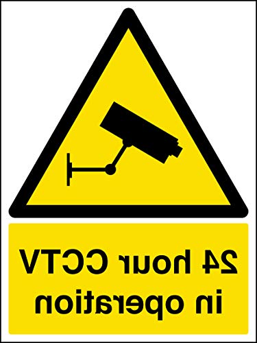 vsafety 6e050an-w "24 Stunde CCTV in Operation" Warnung Sicherheit Zeichen, Fenster Aufkleber, Portrait, 150 mm x 200 mm x 200 mm, schwarz/gelb von VSafety