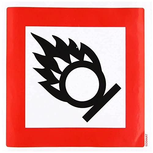 vsafety 6e056at-s "Oxidising Gase" Achtung Hazard Diamanten Zeichen, selbstklebendes Vinyl, quadratisch, 200 mm x 200 mm x 200 mm, schwarz/rot von VSafety
