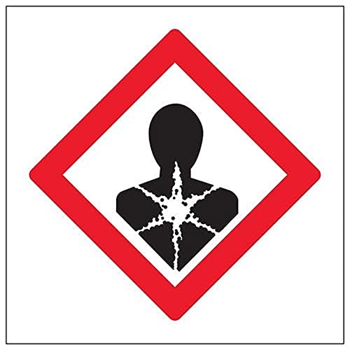 vsafety 6e057af-s "Atemwege sensitiser" Warning Hazard Diamanten Zeichen, selbstklebendes Vinyl, quadratisch, 100 mm x 100 mm, schwarz/rot von VSafety