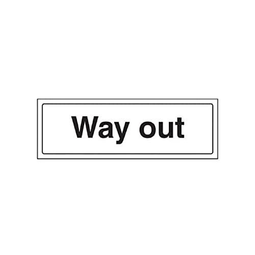 vsafety 71034 ax-s "Way Out" Allgemeine Türschild, selbstklebendes Vinyl, Landschaft, 300 mm x 100 mm, schwarz von VSafety