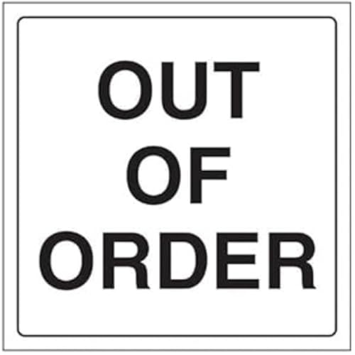 vsafety 71055 am-s "Out of Order" Allgemeine Türschild, selbstklebendes Vinyl, quadratisch, 150 mm x 150 mm, schwarz von VSafety